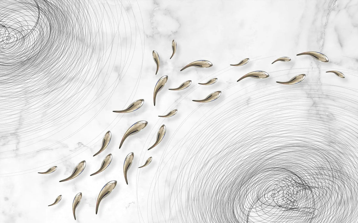 Tapet personalizat zen oriental cu pesti zen in stil japonez pe un fundal alb zen pisces