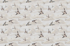 Spring Swallows Beige Personalised Wallpaper