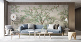Tapet personalizat zen oriental chinoiserie cu peisaj oriental cu pasari si copaci inconjurati de lac oriental landscape