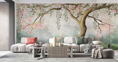 Tapet personalizat zen oriental cu infloriri delicate de cires creand o atmosfera primavaratica plina de eleganta si fragilitate cherry whispers