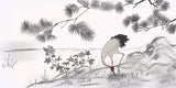 Tapet personalizat zen oriental cu o schita artistica de cocor creand un efect vizual delicat si plin de gratie sketch crane