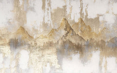 Tapet personalizat zen oriental cu varfuri montoase aurii sub un cer plin de armonie oferind o priveliste majestuoasa si plina de inspiratie golden peaks