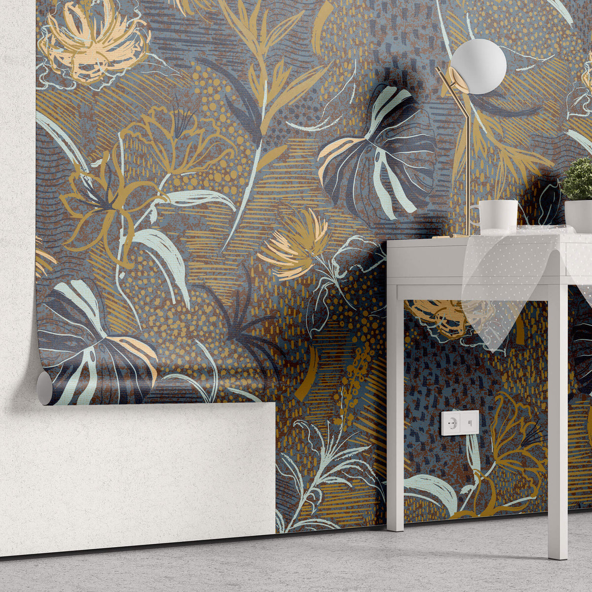 Tapet Zen Oriental cu frunze abstracte - ORIENTAL LEAVES