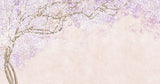 Tapet Zen Oriental cu copac inflorit in nuante de roz si mov - CHERRY BLOSSOM CHINOISERIE