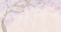 Tapet Zen Oriental cu copac inflorit in nuante de roz si mov - CHERRY BLOSSOM CHINOISERIE