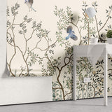 Tapet Zen Oriental cu copaci asiatici infloriti si pasari albastre - BLUE JAY CHINOISERIE