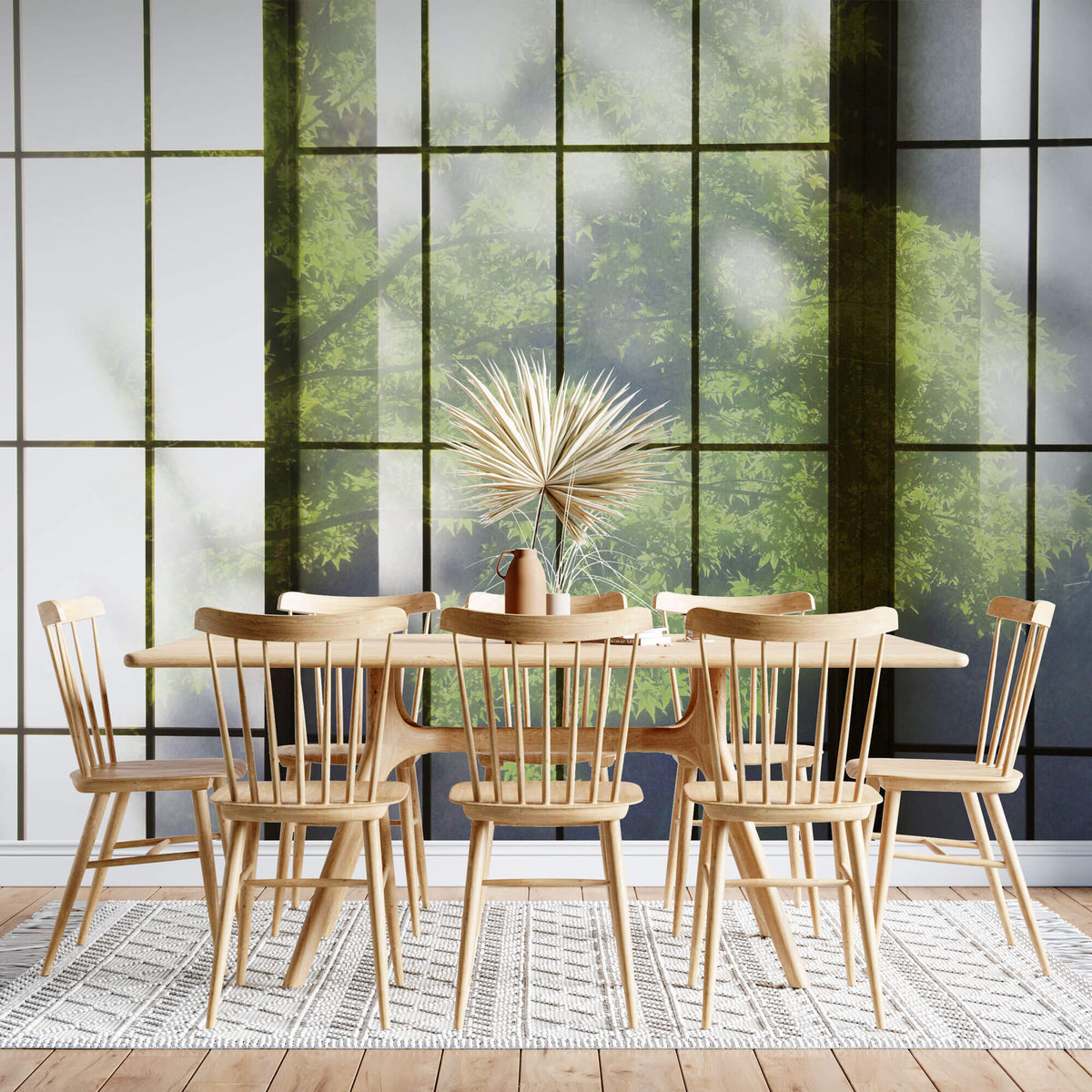 Tapet Zen Oriental cu usi shoji si vegetatie - SHOJI WALL