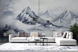 Tapet Zen Oriental cu munti inalti inzapeziti si ceata - WINTER PEAKS