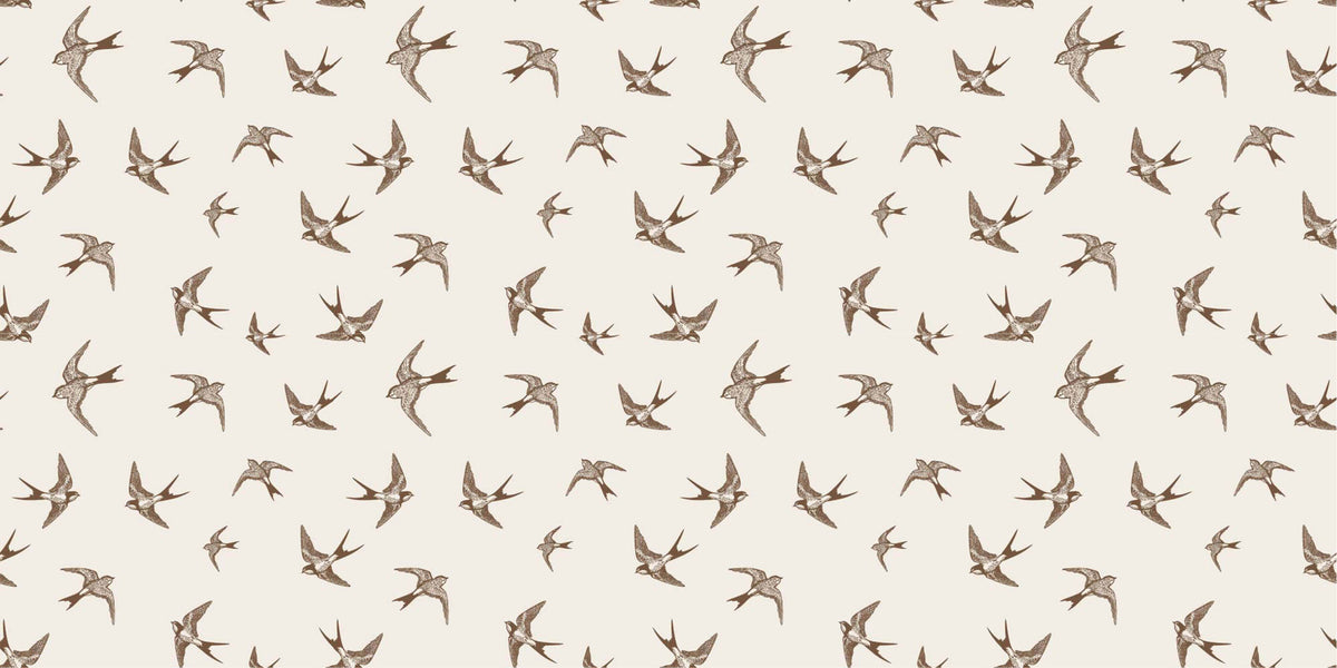 Sepia Swallows Personalised Wallpaper