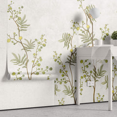 Tapet Zen Oriental cu copaci mimosa pe un fundal texturat - MIMOSA TREE