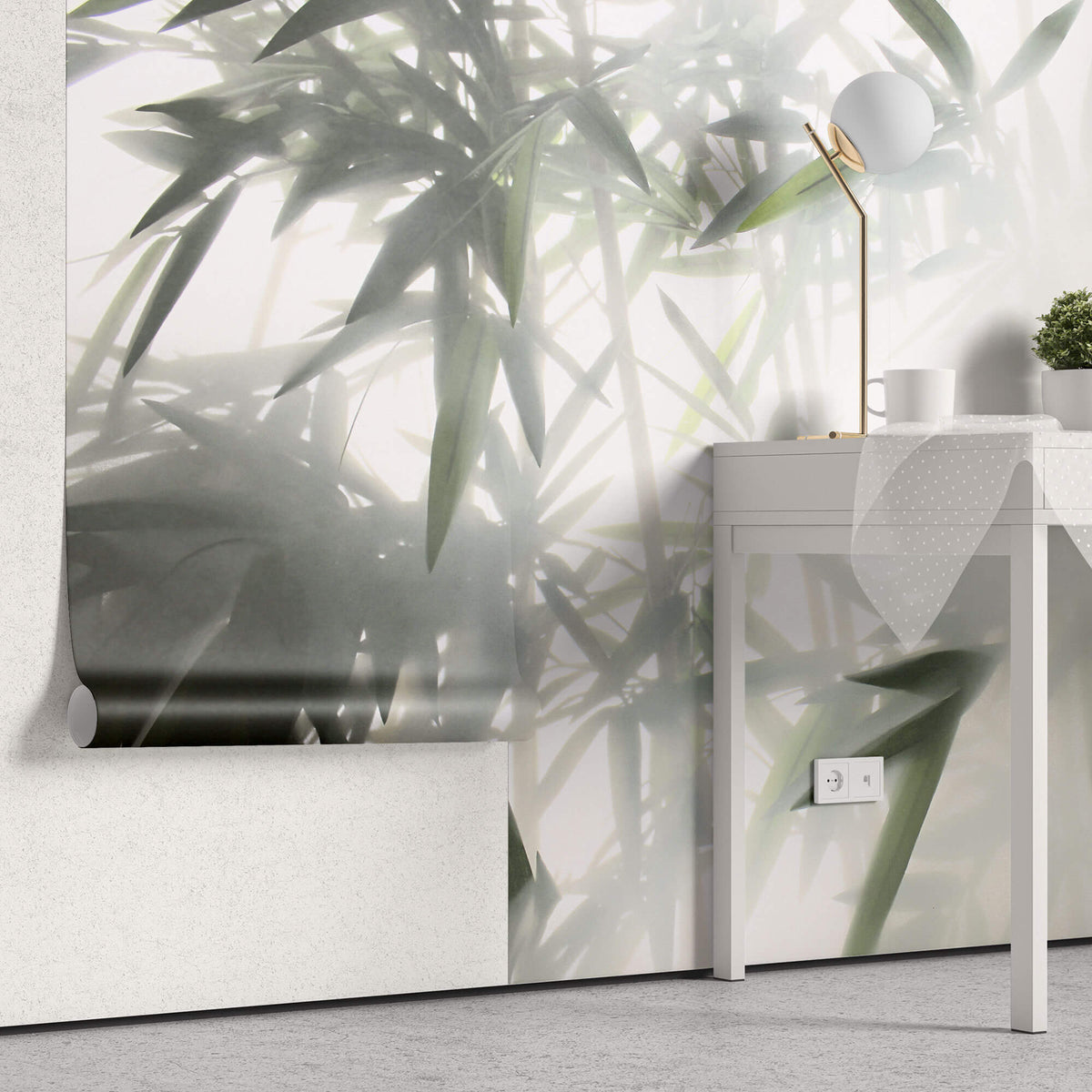 Tapet Zen Oriental cu bambusi aflati in ceata - STEAMY BAMBOO