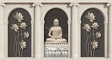 Tapet Zen Oriental cu coloane si statueta lui Buddha - STONE ARCHES BUDDHA