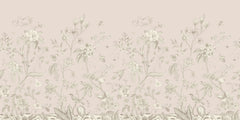 Tapet Zen Oriental cu gradina inflorita in stil chinoiserie in nuante de roz pal - LIGHT PINK CHINOISERIE