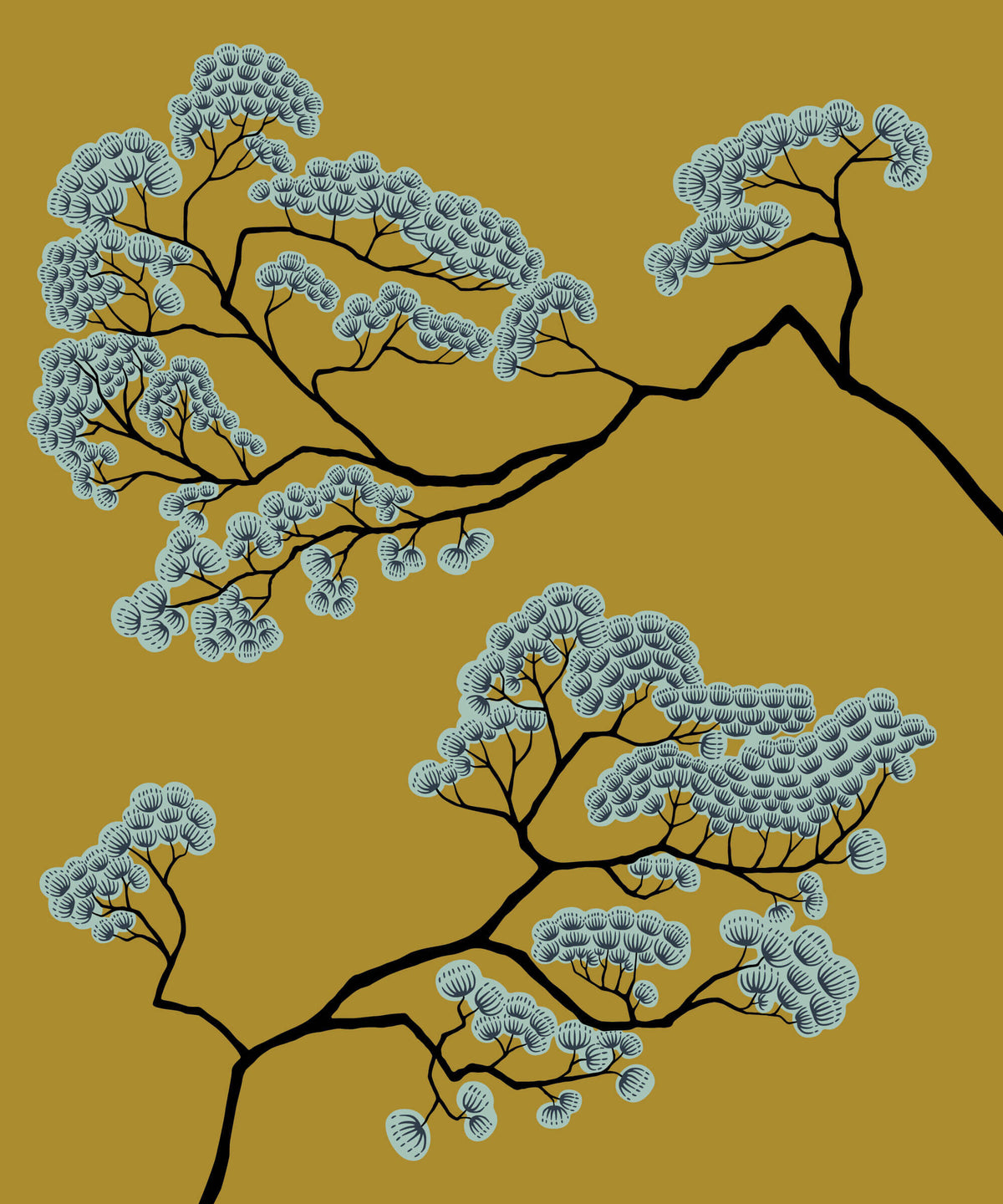 Tapet Zen Oriental cu copaci asiatici abstracti - JAPANESE BONSAI TREE
