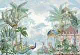 Tapet Zen Oriental cu pasari orientale si templu indian - BIRDS SCENERY