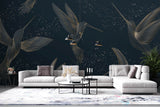 Tapet Zen Oriental cu pasarea colibri in stil abstract - ABSTRACT HUMMING BIRDS