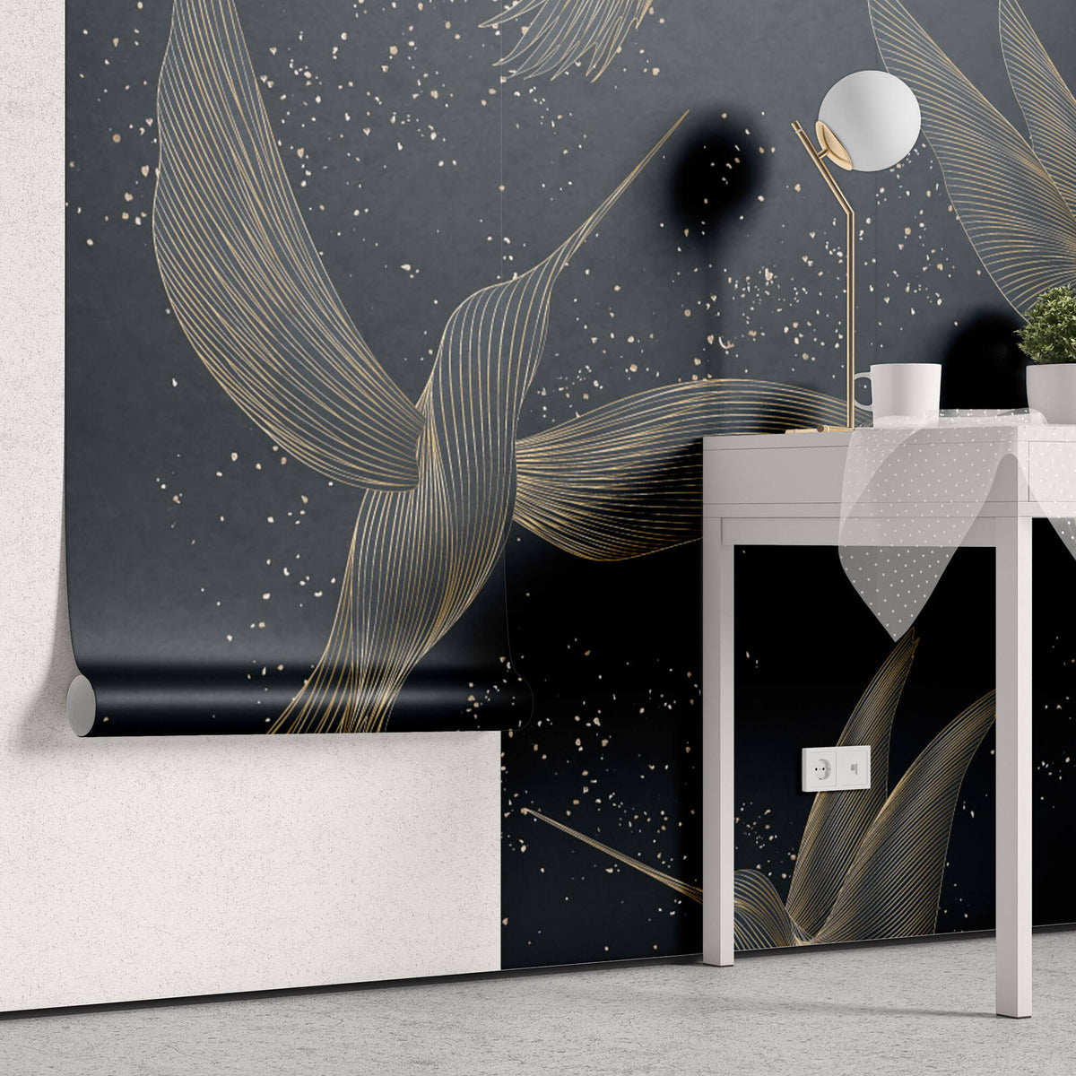Tapet Zen Oriental cu pasarea colibri in stil abstract - ABSTRACT HUMMING BIRDS