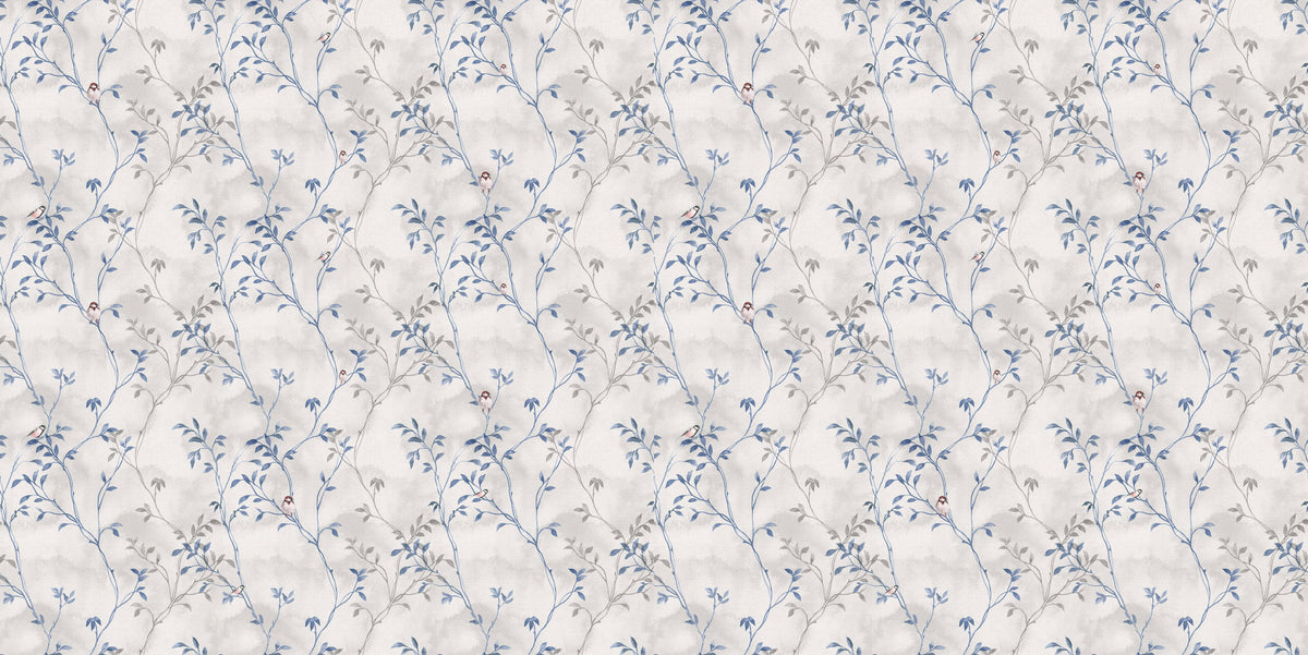 Blue Printed Porcelain Personalised Wallpaper