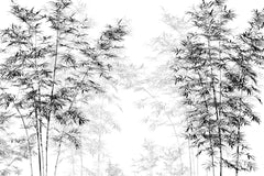 Tapet Zen Oriental cu bambusi negri inalti - BLACK INK BAMBOO