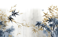 Tapet Zen Oriental cu bambusi albastri si bej - SERENE BAMBOO