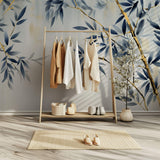 Tapet Zen Oriental cu bambus albastru - GOLD BRANCH BAMBOO
