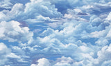 Tapet Zen Oriental cu nori albi pe cerul albastru - SERENE CLOUDS