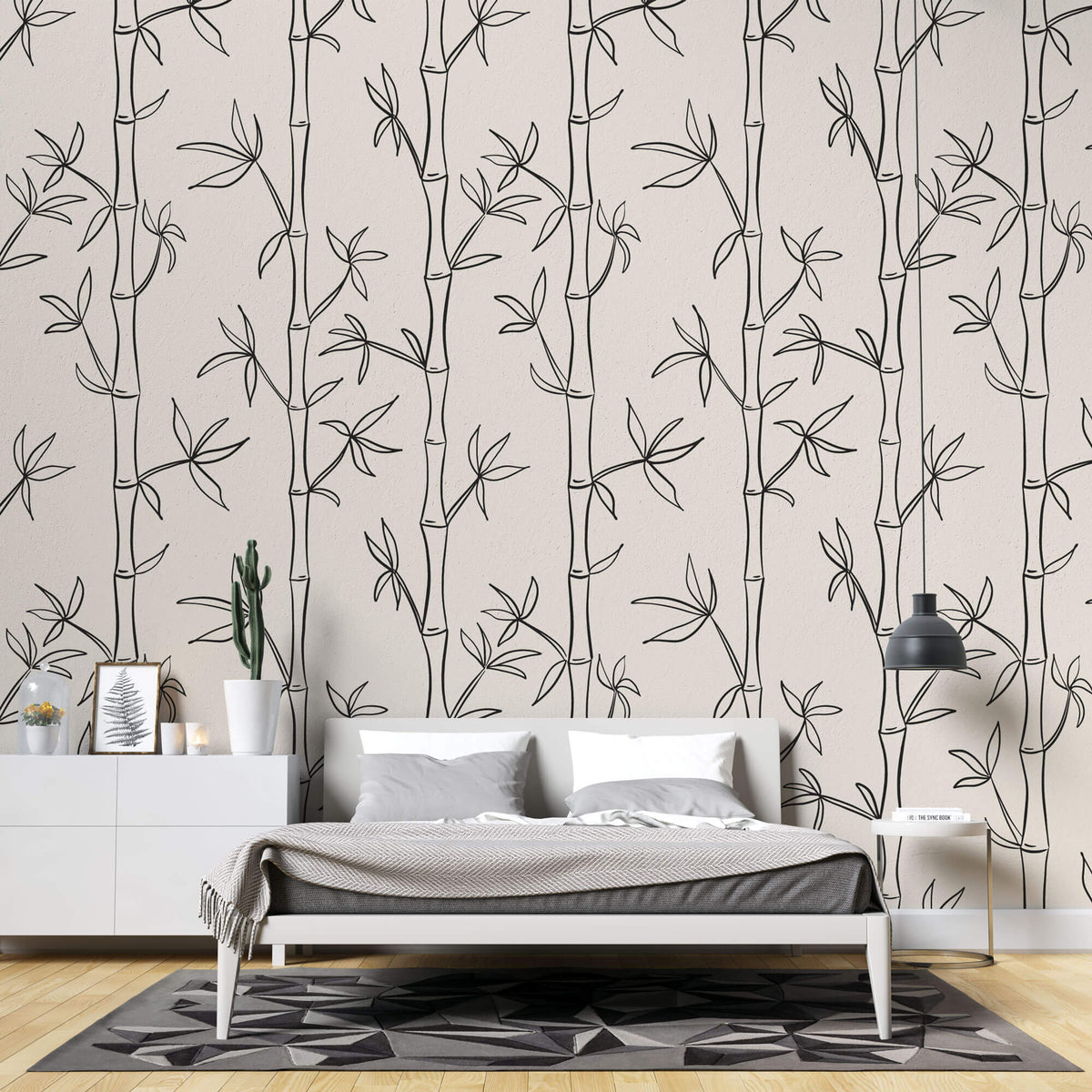 Tapet Zen Oriental cu model minimalist de bambus - MINIMALIST BAMBOO