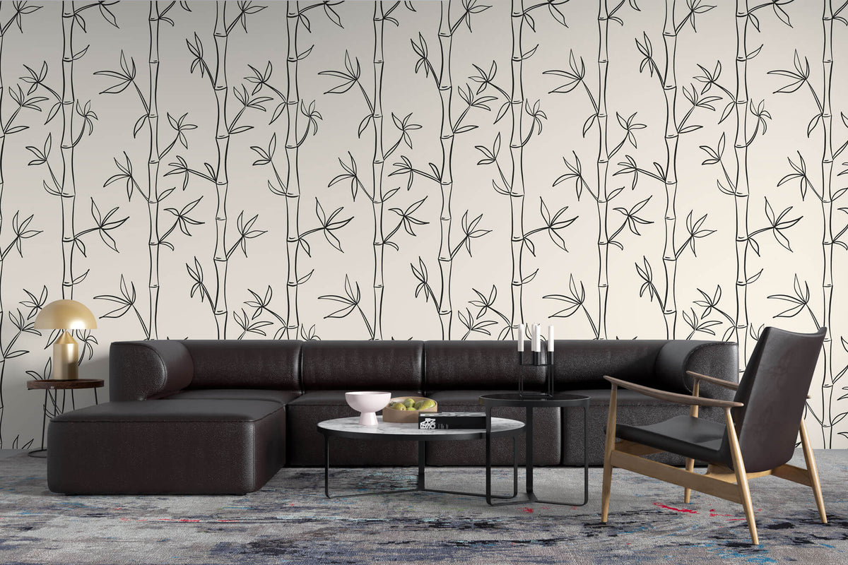 Tapet Zen Oriental cu model minimalist de bambus - MINIMALIST BAMBOO