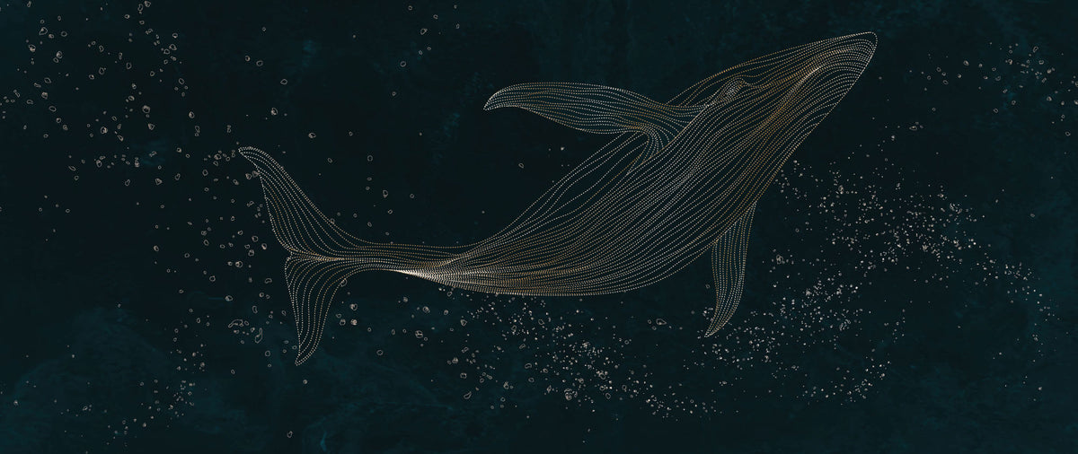 Tapet Zen Oriental cu balena asiatica intr-o ilustratie abstracta - ASIAN NIGHT WHALE