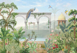 Tapet Zen Oriental cu coloane de piatra si gradina inflorita - FADED ASIAN COLUMNS