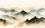 Tapet Zen Oriental cu munti pictati cu textura 2 - WATERCOLOR ZEN MOUNTAINS II