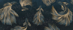 Tapet Zen Oriental cu pesti aurii asiatici ilustrati in stil abstract - ORIENTAL GOLD FISH