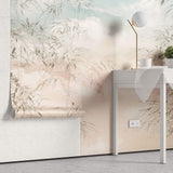 Tapet Zen Oriental cu bambusi abstracti pe un fundal rozaliu - PASTEL BAMBOO