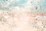 Tapet Zen Oriental cu bambusi abstracti pe un fundal rozaliu - PASTEL BAMBOO