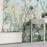 Tapet Zen Oriental cu gradina in stil chinoiserie si pasari - THE JOY OF SPRING