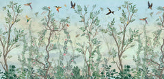 Tapet Zen Oriental cu gradina in stil chinoiserie si pasari - THE JOY OF SPRING