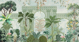 Tapet Zen Oriental cu spalier verde oriental si vegetatie densa exotica - VERDANT OASIS