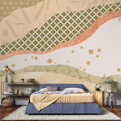 Tapet Japandi cu structuri abstracte cu motive japoneze intr-un design specific japandi - JAPANDI MIXED TEXTURE