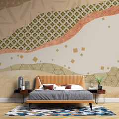 Tapet Japandi cu structuri abstracte cu motive japoneze intr-un design specific japandi - JAPANDI MIXED TEXTURE