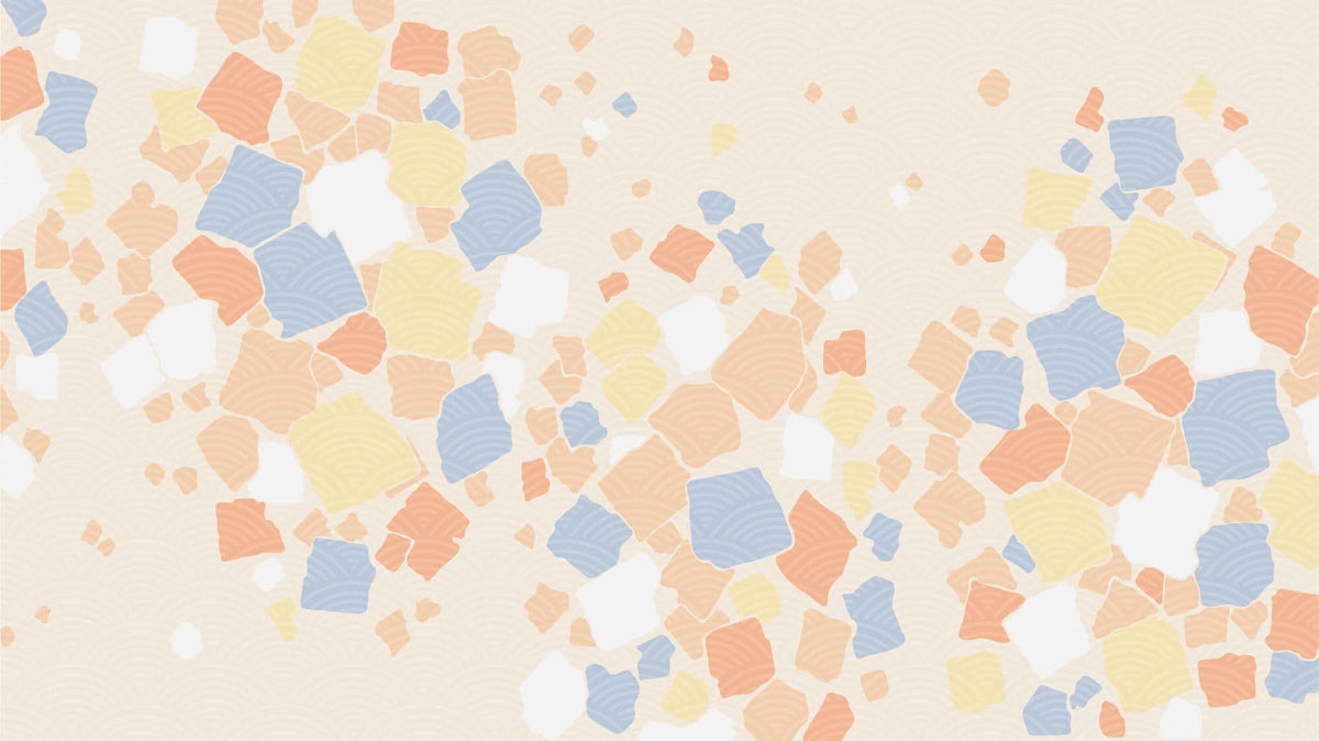 Tapet Japandi cu elemente abstracte de mosaic cu motive japoneze - JAPANESE MOSAIQUE
