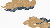 Tapet Japandi cu nori abstracti in stil japonez cu fundal texturat cu motive seigaiha - SERENITY BEIGE CLOUDS