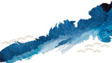 Tapet Japandi cu model abstract in nuante de albastru si motive texturate seigaiha - BLUE WATERCOLOR STROKE