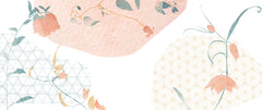 Tapet Japandi cu ilustratie florala cu motive japoneze - SOFT JAPANDI FLOWERS