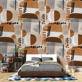 Tapet personalizat bohemiam cu model abstract in nuante maronii bohemiam pattern