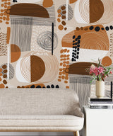 Tapet personalizat bohemiam cu model abstract in nuante maronii bohemiam pattern