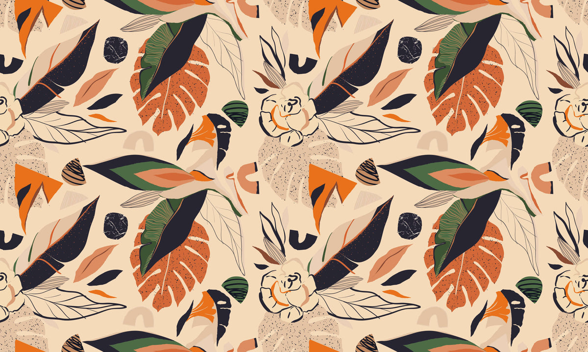 Boho Leaves Personalised Wallpaper