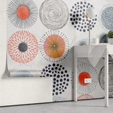 Tapet personalizat bohemian cu modele de cercuri boho abstracte colorate in stil modern circle patterns