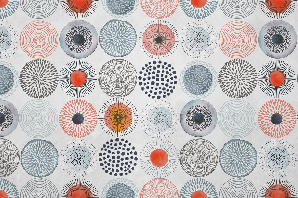 Tapet personalizat bohemian cu modele de cercuri boho abstracte colorate in stil modern circle patterns