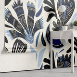 Tapet personalizat bohemian cu modele abstracte tribale in nuante de albastru tribal blue