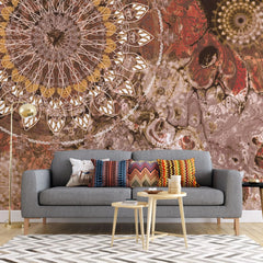 Tapet personalizat bohemian cu mandala in nuante pamantii earthy mandala